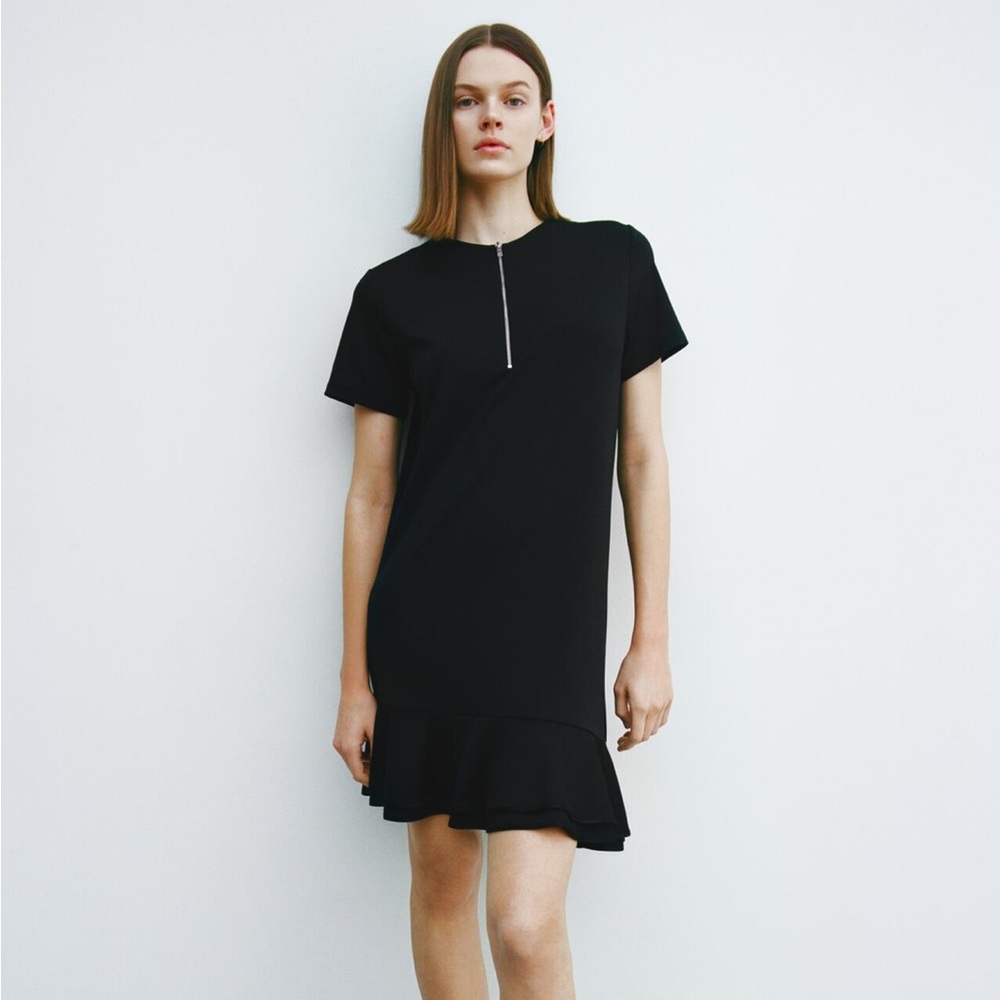 Zara ruffled mini dress with zipper in front